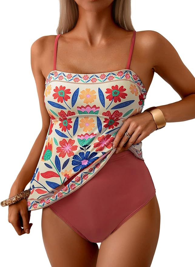 Dokotoo Boho Floral Tankini Set